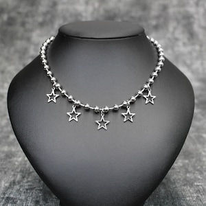 Edelstahl Kugelkette Stern-Halskette: Y2K Street Style Punk Goth Choker