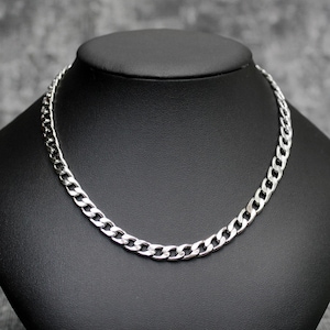 Curb Chain Necklace, Stainless Steel Chain Necklace,  Layering Necklace, Streetwear, Goth Jewelry, Alt Punk Chain, Flat Chain Necklace