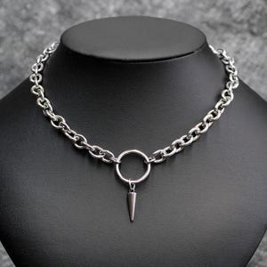 Spike O Ring Necklace: Stainless Steel Chunky Chain Punk Goth Street Style Choker