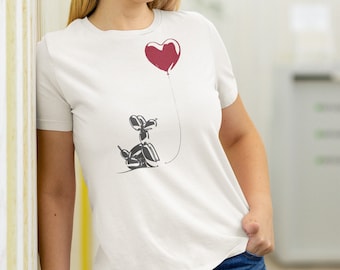 Ballon-Hund & Herz-Ballon Frauen entspanntes T-Shirt
