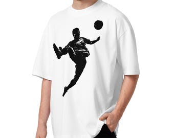 Heavyweight Soccer Graphic Tee – Mock Neck Blokecore Streetwear (Front and Back Print)