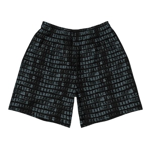 Unisex sportshort met gummybeerpatroon zwart rasterpatroon – Gerecycleerde, sneldrogende, ademende trainingsshort