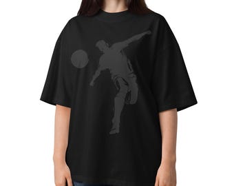 Oversized Organic Cotton Football T-Shirt – Mock Neck Streetwear Front and Back Print