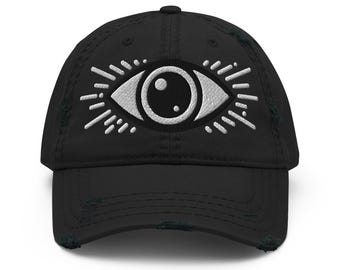 All-Seeing Eye Distressed Dad Hat: Minimalist Occult Cap