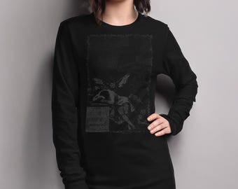 The Sleep of Reason Produces Monsters Long Sleeve Tee – Black-on-Black Fine Art Shirt, Francisco Goya