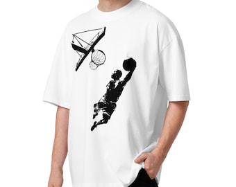 Oversized Basketball Dunk T-Shirt – Heavyweight Organic Cotton Streetwear Front and Back Print