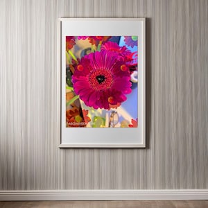 Pink Gerbera design, Flower Print, Flower Poster, Flower Wall Art, work desk space, Home Decor, Cottage Core, Farmhouse Decor