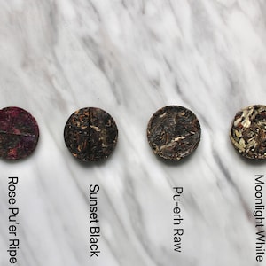 Mini Rose Pu&#39;er Tea Cake/ Moonlight White Tea Cake/ Pu-erh Raw Tea cake/ Sunset Black Tea cake/ Xi Gui/ White Tea/ Black Tea/ Green Tea