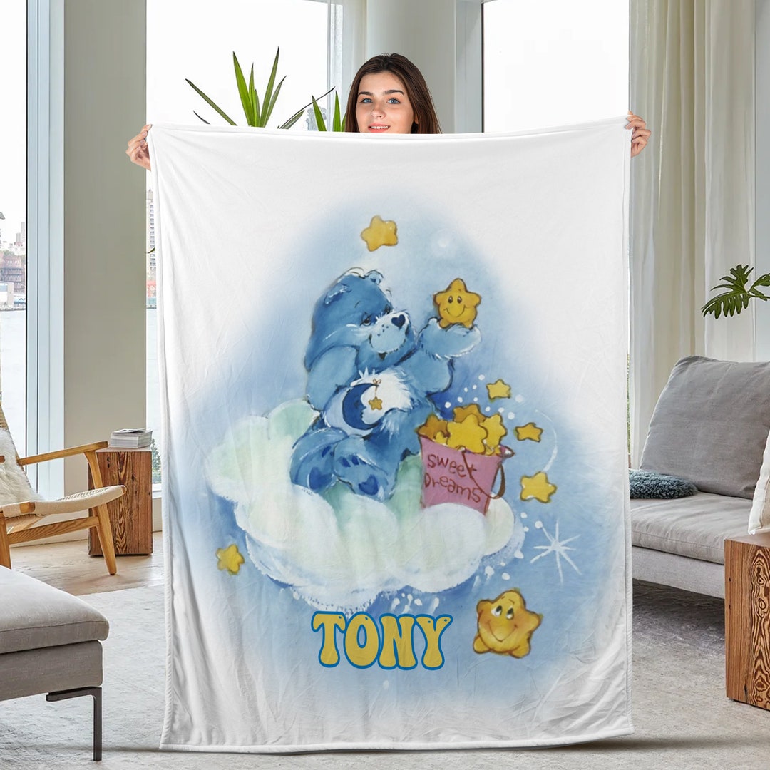 Personalized Care Bears Blanket Cute Angry Bear Blanket Care Etsy