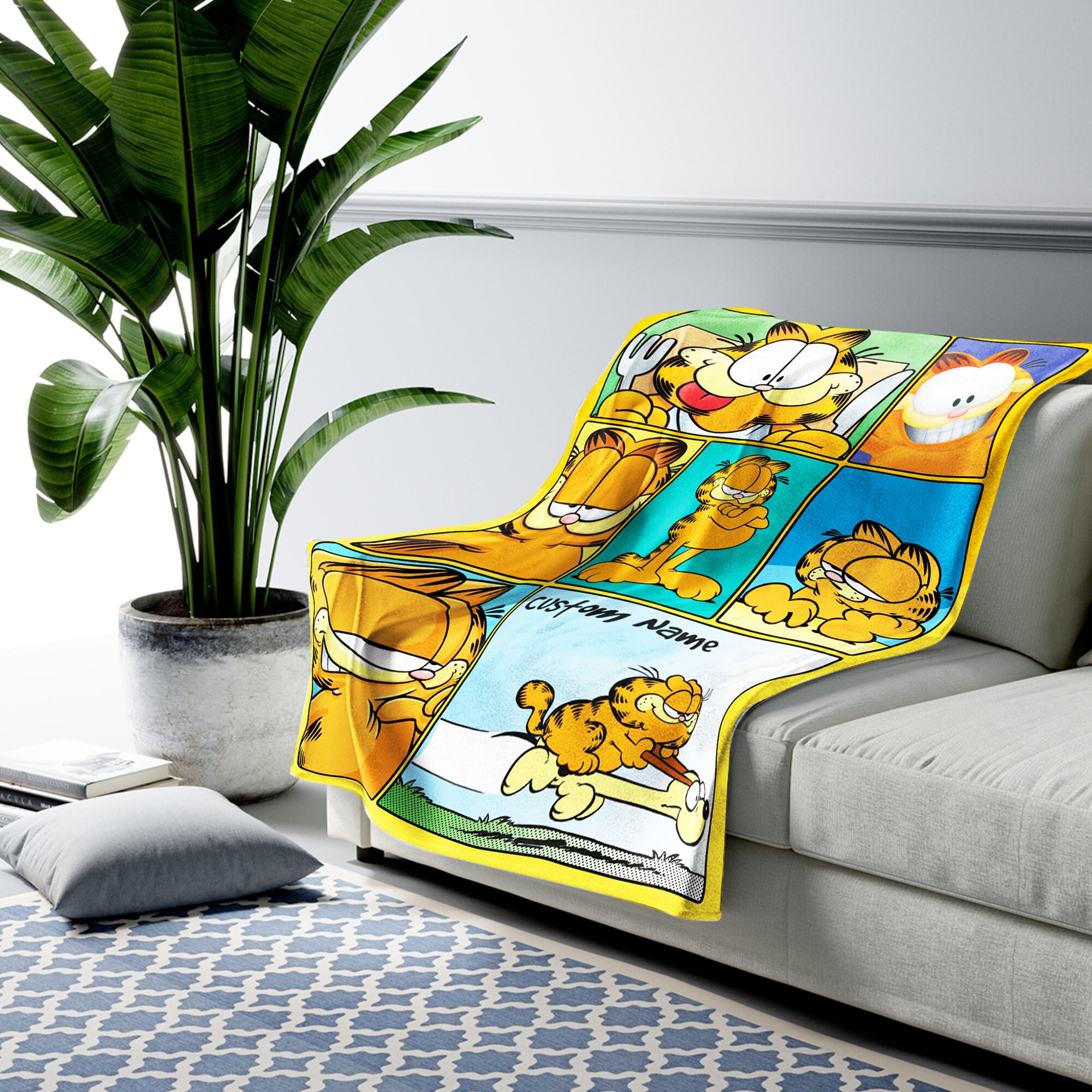 Funny Cat Blanket Cute Cat Comic Blanket Cat Garfield Etsy