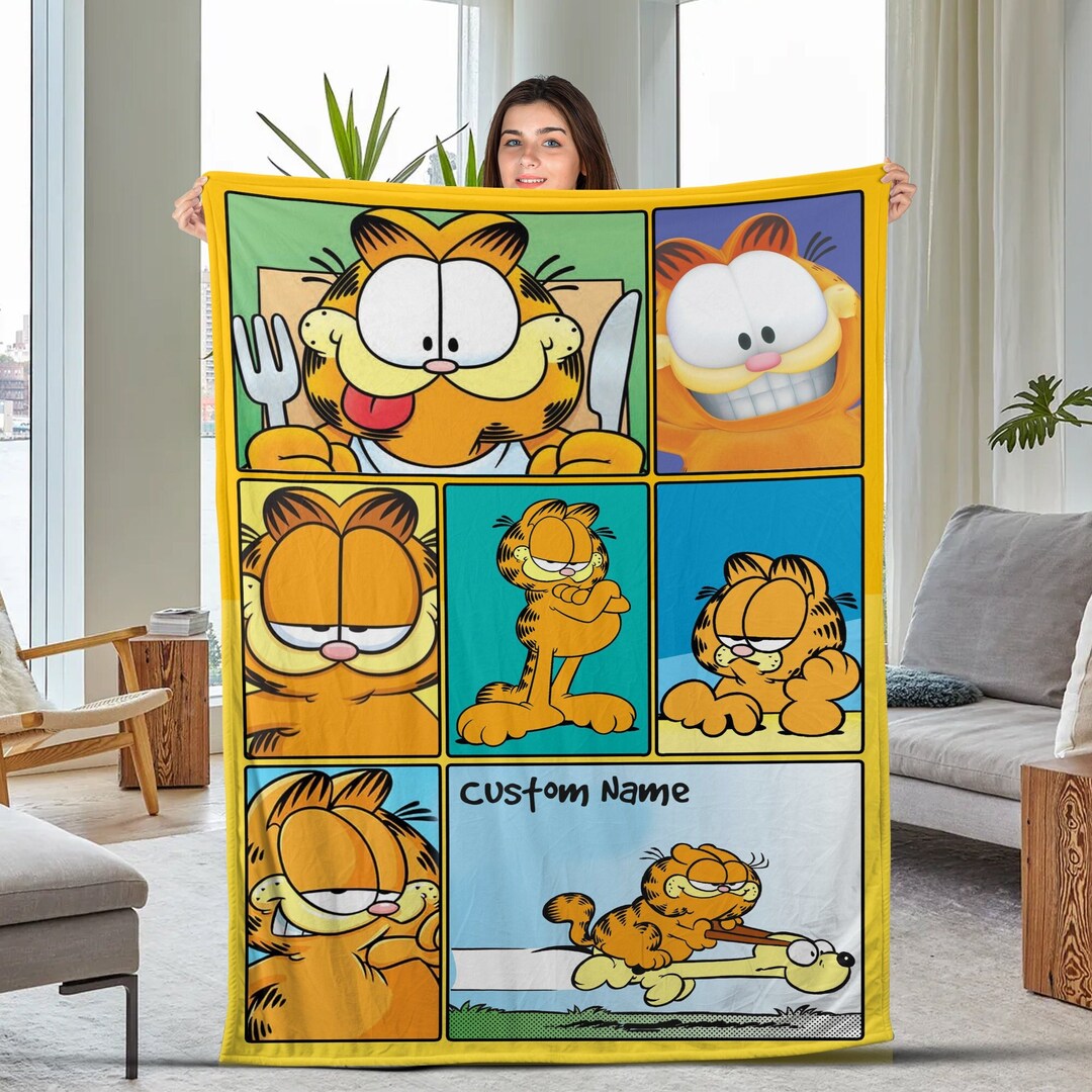 Funny Cat Blanket Cute Cat Comic Blanket Cat Garfield Etsy