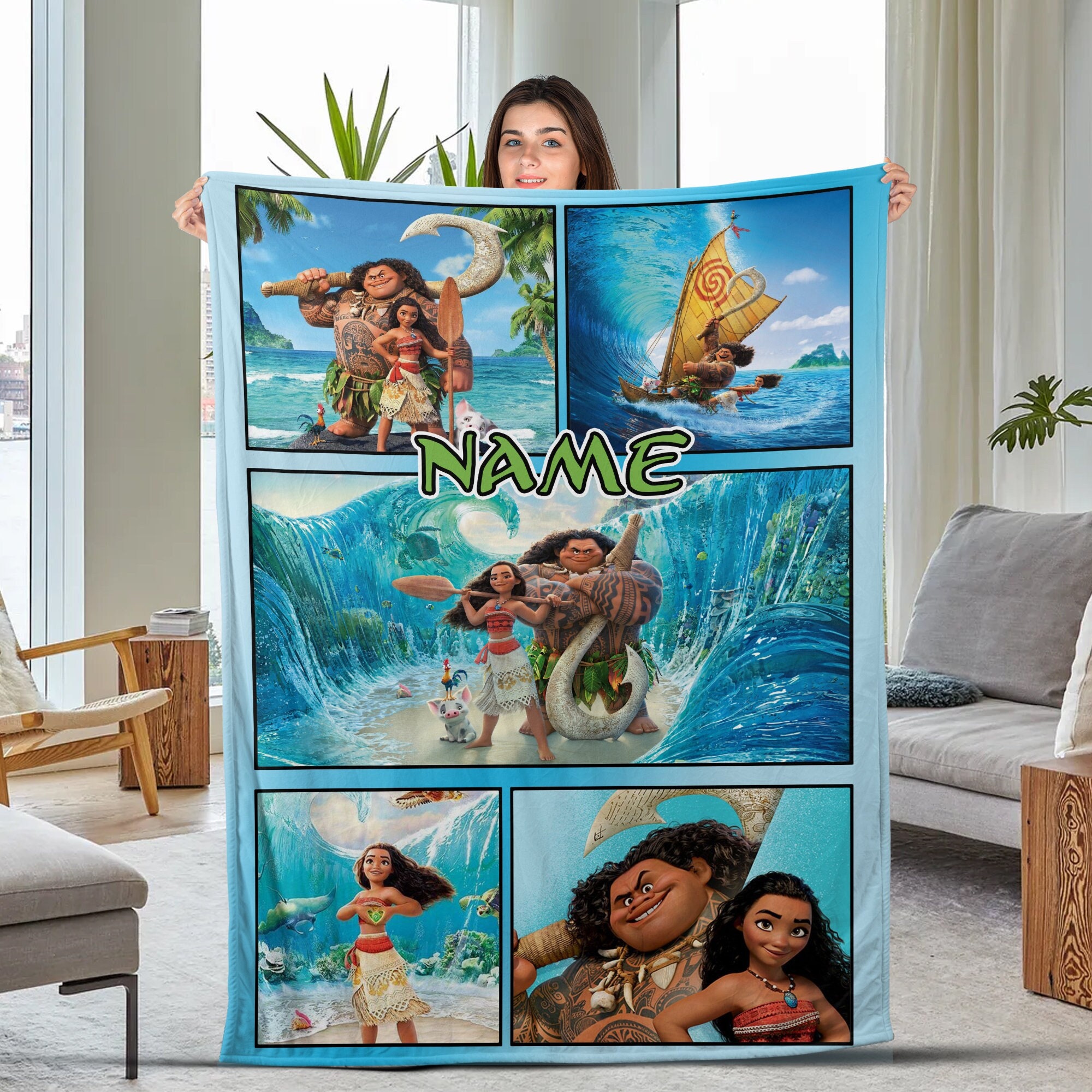 Disney Moana Blanket Personalized Disney Princess Moana Etsy