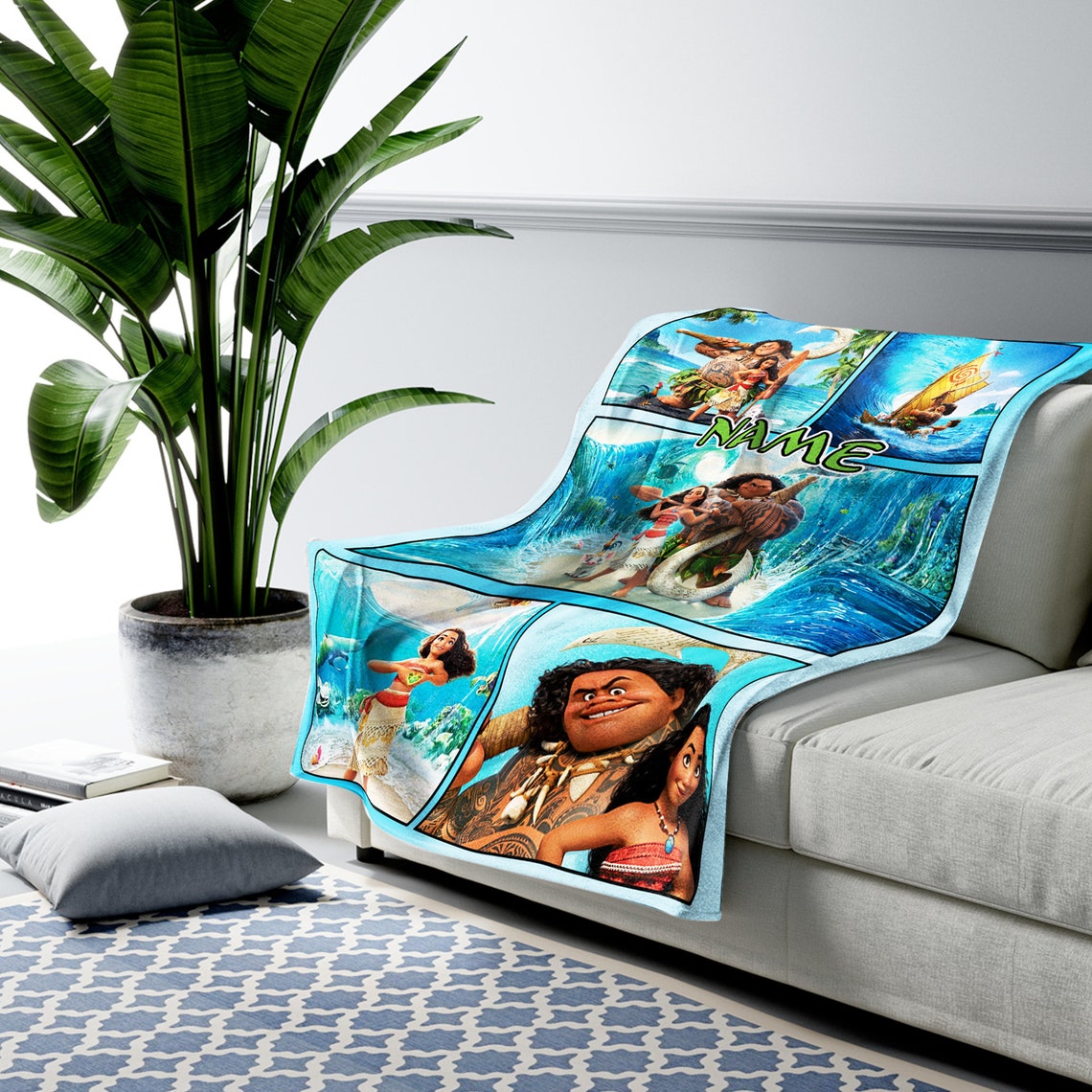 Disney Moana Blanket Personalized Disney Princess Moana Etsy