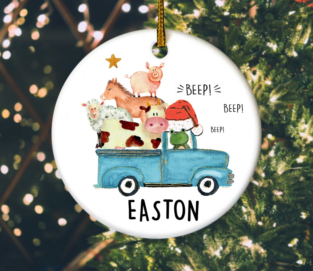 Blue Truck Christmas Ornament Farmer Xmas Personalized Truck Etsy