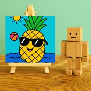 DIY Paint Kit Pineapple, 8x8 Canvas Set, Adult Art Kit, Beginner Friendly Painting, Art Gift for Creatives, Painting Gift, Kids Activity