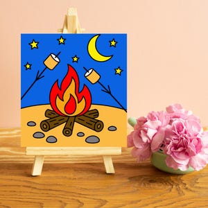 DIY Paint Kit Campfire, 8x8 Canvas Set, Adult Art Kit, Beginner Friendly Painting, Art Gift for Creatives, Painting Gift, Kids Activity