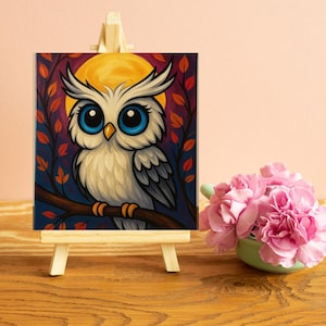 DIY Paint Kit Owl 8x8 Canvas Set, Adult Art Kit, Beginner Friendly Painting, Art Gift for Creatives, Painting Gift, Kids Activity, Halloween