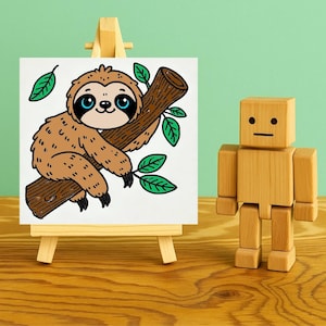 DIY Paint Kit Sloth, 8x8 Canvas Set, Adult Art Kit, Beginner Friendly Painting, Art Gift for Creatives, Painting Gift, Kids Activity