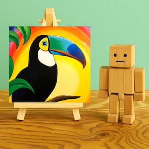 DIY Paint Kit Toucan, 8x8 Canvas Set, Bird Art Kit, Beginner Friendly Painting, Art Gift for Creatives, Painting Gift, Kids Activity, Sunset
