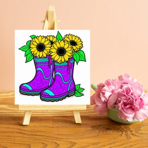 DIY Paint Kit Rainboots, 8x8 Canvas Set, Art Kit, Beginner Friendly Painting, Art Gift for Creatives, Painting Gift, Kids Activity, Spring