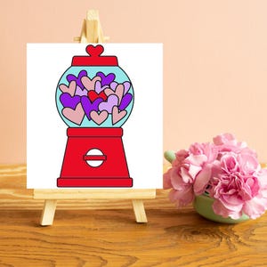 DIY Paint Kit Bubblegum Heart, 8x8 Canvas Set, Art Kit, Beginner Friendly Painting, Art Gift for Creatives, Painting Gift, Kids Activity