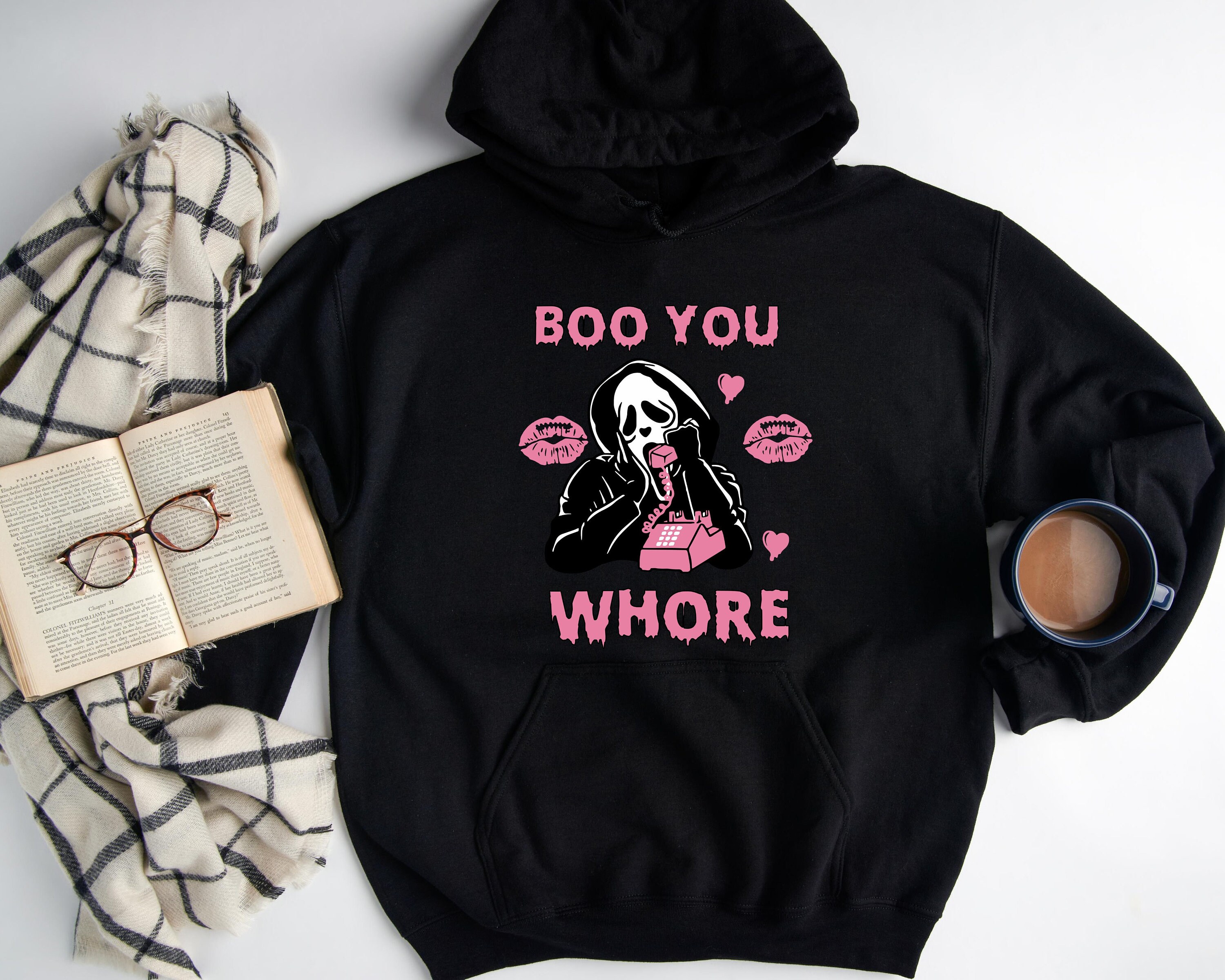 Discover Boo You Whore Halloween Sweatshirt, Spooky Sweatshirt, Horror Bleached Sweatshirt, Boo You Whore Sweatshirt, Horror movie Sweatshirt