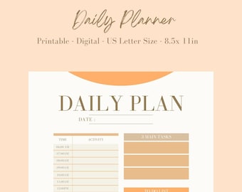 Planificador imprimible diario / Descarga instantánea en PDF / Carta de EE. UU. 8,5 x 11 pulgadas / Página del planificador diario / Página del planificador imprimible en PDF / Esta descarga digital