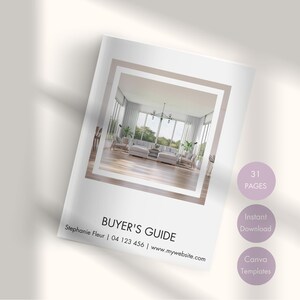 Guida per l&#39;acquirente immobiliare MODERNA / Marketing per agenti immobiliari / Pacchetto per l&#39;acquirente della casa / Presentazione dell&#39;acquirente / Modello immobiliare / Modello Canva SCS001B