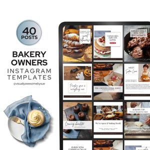 Bakery Instagram Post Templates INSTANT Digital Download, Editable Canva Designs, Social Media, Cake Business, Pastry Shop Marketing BABB01