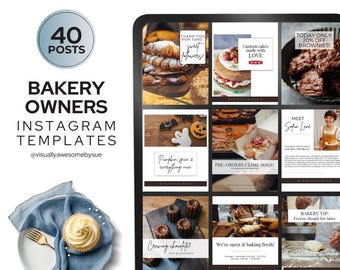 Bäckerei Instagram Post Vorlagen INSTANT Digital Download, bearbeitbare Canva Designs, Social Media, Cake Business, Konditorei Marketing BABB01