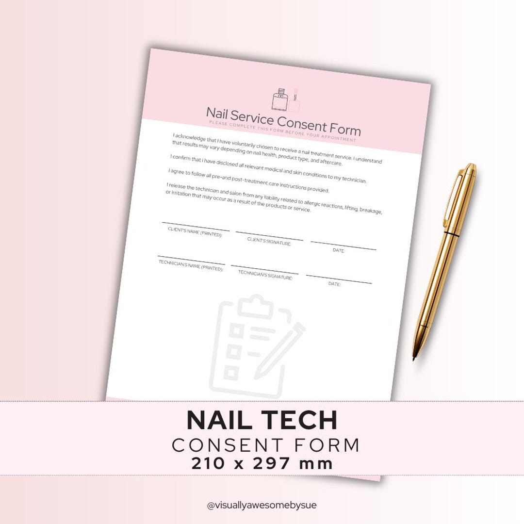 Nail Tech Client Consent Form Template, INSTANT Digital Download ...