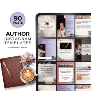 Instagram Templates for Authors INSTANT Digital Download, Editable Canva Post Ideas, Social Media, Book Marketing Promotion Portrait AGRP01