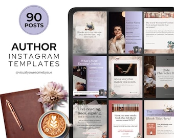 Modelos de postagens de autores no Instagram: Marketing de livros no Canva (download digital)