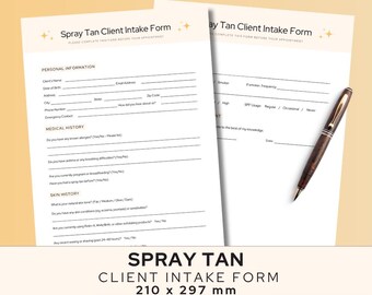 Spray Tan Client Intake Form Template: Editable Salon Forms (Canva A4) (Digital Download)