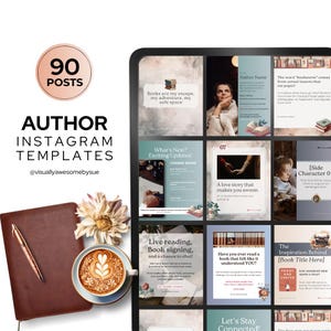 Instagram Templates for Authors INSTANT Digital Download, Editable Canva Post Ideas, Social Media, Book Marketing Promotion Portrait ABPG01