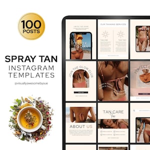 Spray Tan Instagram Post Templates: Salon Marketing, Canva Editable (Instant Download 1080x1350 ST1