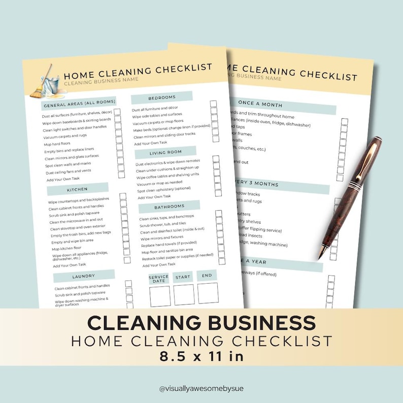 Editable Home Cleaning Checklist Template: Cleaner Services, Canva ...