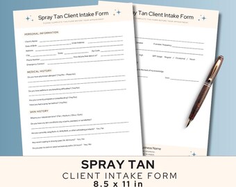 Spray Tan Client Intake Form Template: Editable Salon Forms (8.5x11, Digital Download)