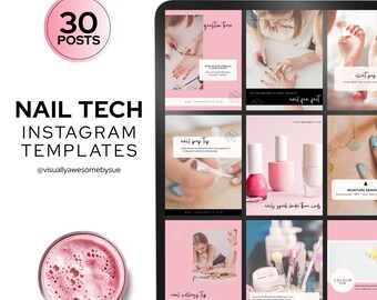 Nail Tech Instagram-sjablonen, INSTANT digitale download, socialmediaposts van Canva Salon, aanpasbaar, bewerkbare NTO