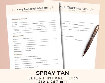 Spray Tan Client Intake Form Template: Editable Salon Forms (Canva A4 - 2pg) (Digital Download