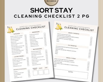 Short Stay Cleaning Checklist: Vacation Rental Housekeeping Template (Digital Download 8.5x11 2pgs)