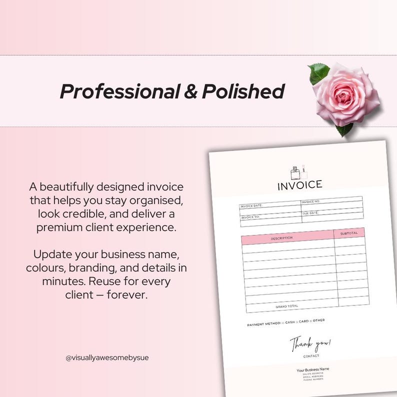 Invoice With Checkboxes Nail Tech Invoice Template, INSTANT Digital Download Editable Canva ...