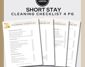 Beach House Cleaning Checklist Template: Vacation Rental Turnover (Digital Download, 8.5x11, 4pgs)