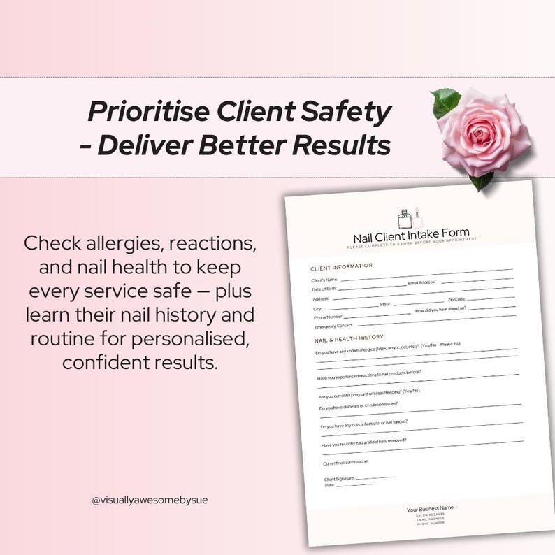 Nto Form Example Nail Client Intake Form Template, INSTANT Digital Download Editable ...