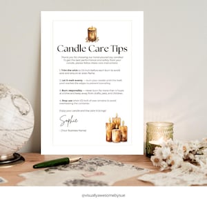 Candle Care Card Template: Druckbare Sicherheitsanleitung (5x7 digitaler Download)