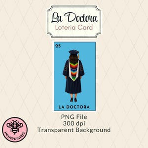 Tarjeta azul de lotería La Doctora (sublimación PNG), adornos para birrete de graduación, regalo de doctorado, decoración para graduados