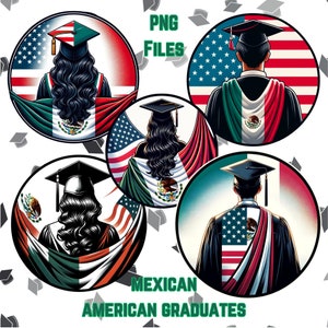 Mexican American Graduation PNGs, 300 DPI, 5 Images