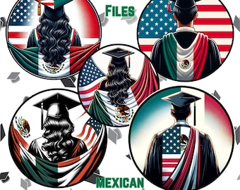 Mexican American Graduation PNGs, 300 DPI, 5 Images