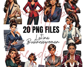 Latina Businesswoman Clipart Bundle 20 transparent 300 dpi png images