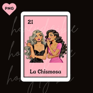 La Chismosa Loteria Card PNG, Loteria Art Download, Bingo messicano digitale, Chismosa stampabile, Immagine di creazione